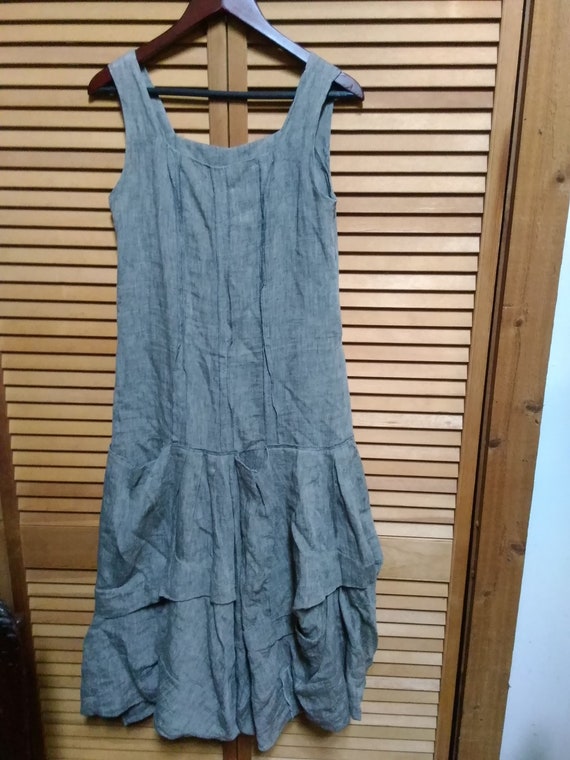 NWOT Linen Lagenlook Gray Linen Dress Made In Fran