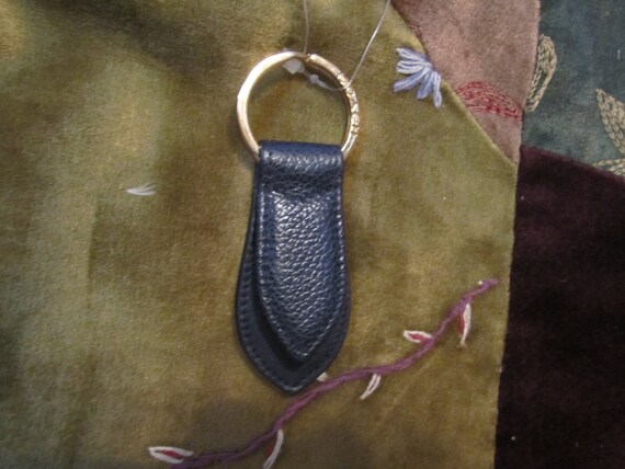 NWT Vtg. Navy Blue Coach Leather Key Chain Made In