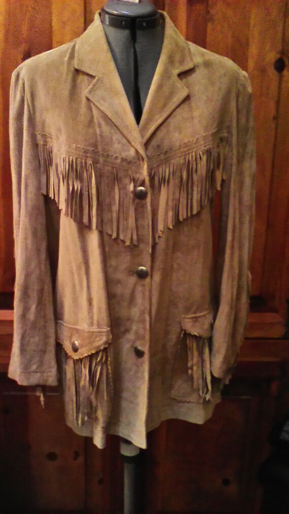 Vtg. 90s Ralph Lauren Fringed Leather Jacket - image 1