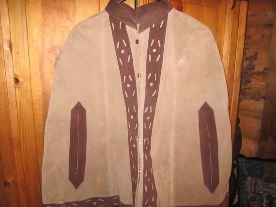 70s Distressed Vintage Suede Cape Sold As Is