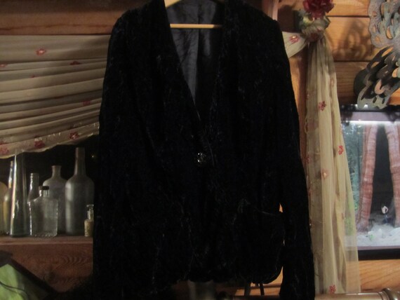 Vintage Black Crushed Velvet Jacket 1950s