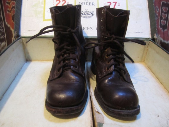 Vintage Military Square Toed Boots