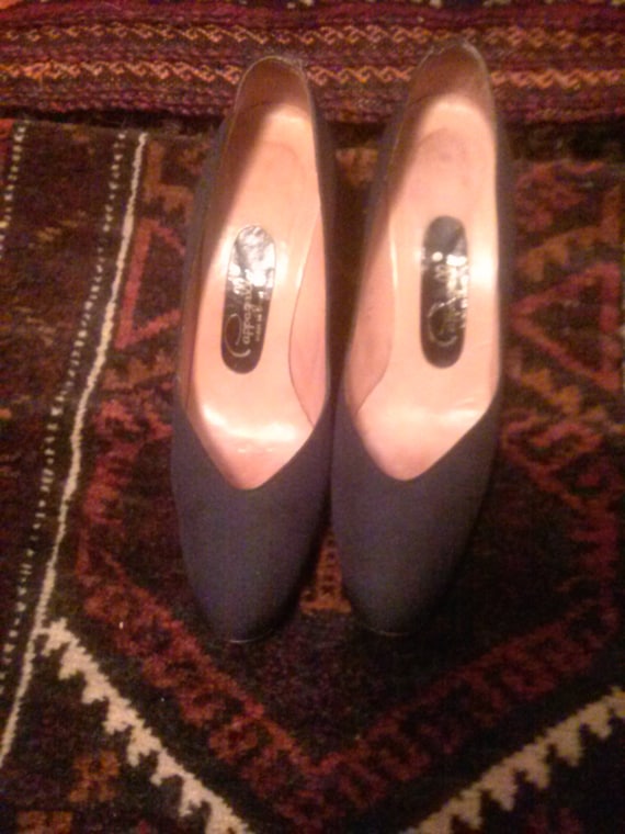 vtg pappagallo black fabric heels size 6.5 narrow
