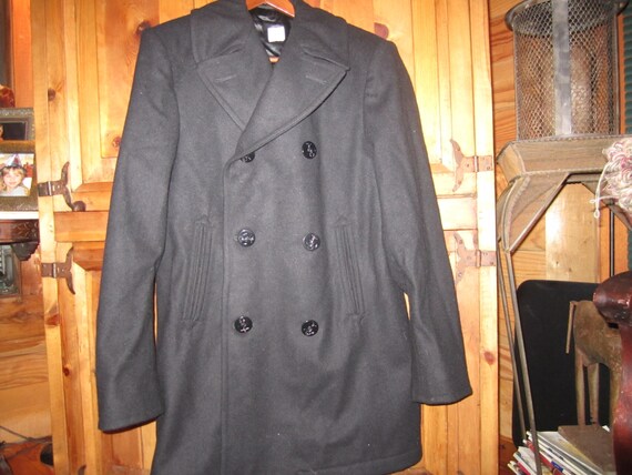 Authentic Wool Navy Pea Coat Size 40l Authentic Wool Navy Pea Coat Size 40l, Sterlingwear Authentic Wool Peacoat