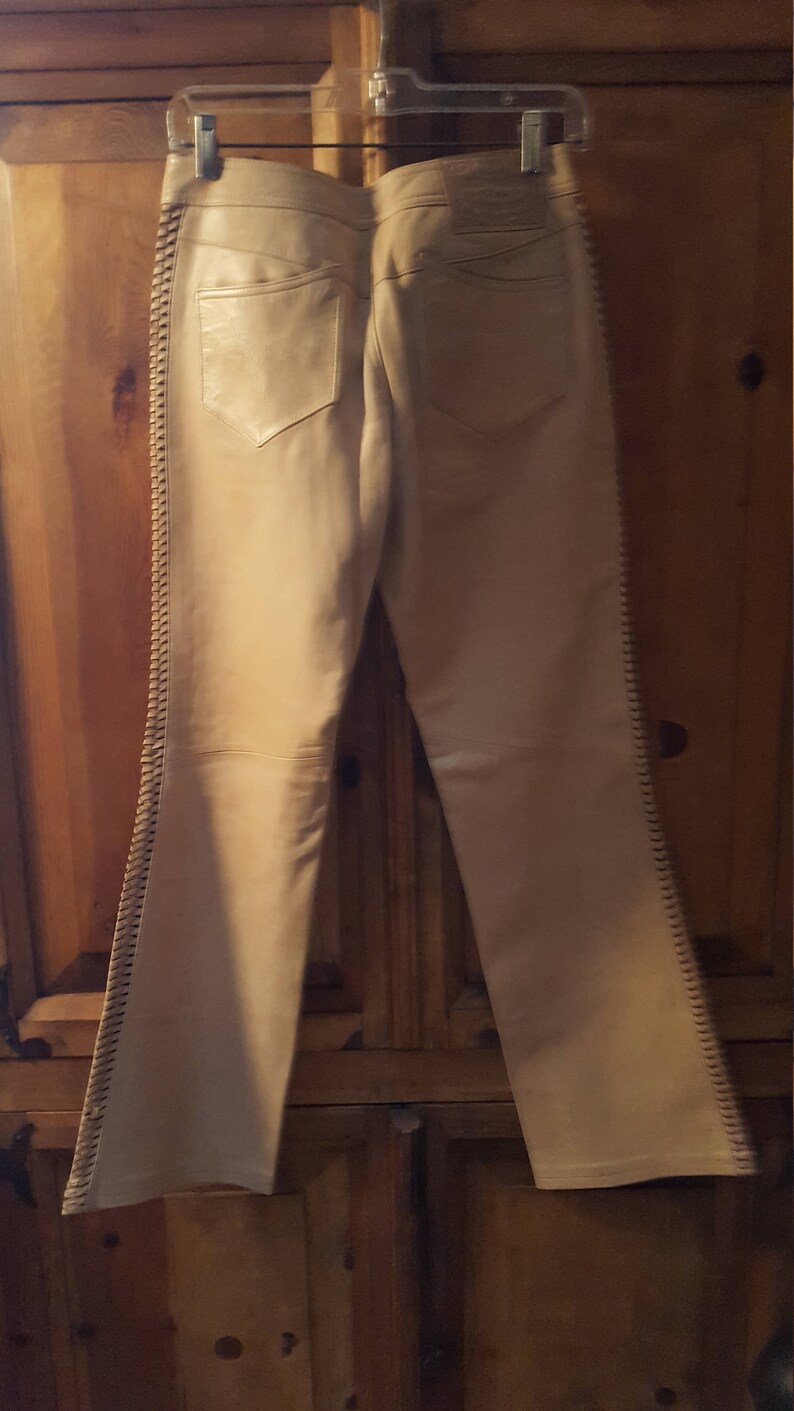 Women's Tan Leather Harley Davidson Pants With Braided Etsy