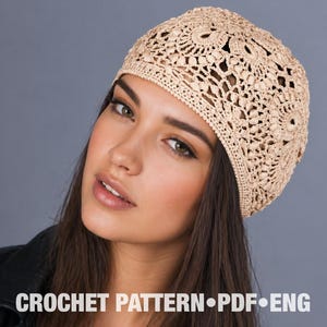 Lace Bloom – Crochet Hat Pattern pdf – Flower Summer Ladies hat, Womens Fashion, Accessories