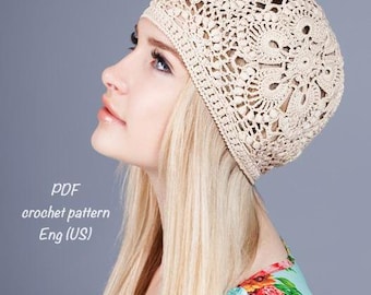 Lace Bloom – Crochet Hat Pattern pdf – Flower Summer hat, Summer Ladies crochet hat,  Ladies hat, Womens Fashion, Accessories