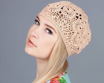 Handmade Crochet Summer Hat: Boho Ladies Beret