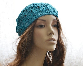 Crochet summer hat Women's hat beret Womens crochet hat Handmade crochet hat Teen crochet hat Summer hats women Crochet cotton hat summer