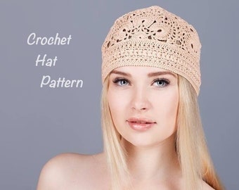 Crohet Hat Pattern - pdf Patterns hats lace Summer womens beanie Digital file