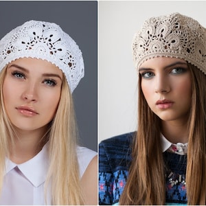 Digital file crochet Pattern pdf Patterns berets  Cap pattern Pattern beret Summer hats pattern Lace hat pattern Digital files hat