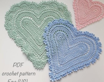 Crochet Heart Patterns - 3 PDF files | Digital | Doilies Heart in beads | Heart in a necklace | Valentine's Day Gift | Doily | Coaster Heart