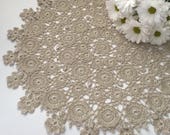 Linen crochet Crochet doily Large lace doily Crocheted doily Round doily Flowers doily Round crochet doily Crochet doilies Table decor