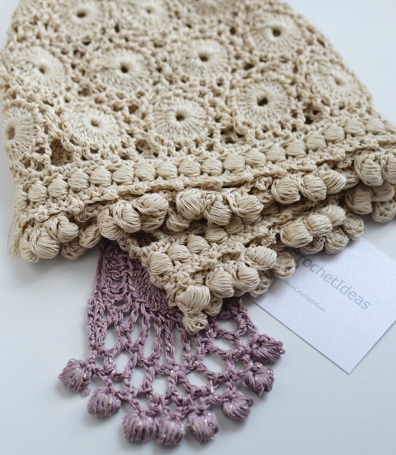 Created by Cyd‎ Juliet Pink Crochet Beanie Cotton Open Weave Scalloped Hat NEW Pink Crochet Juliet Cap: Handmade Cotton Summer Beanie - Etsy main image 2