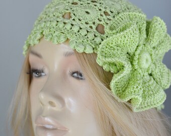Created‎ by Cyd Juliet Olive Green Crochet Cap Beanie Open Weave Handmade NEW Recycled Olive Green Crochet Beanie | MakerPlace by Michaels main image 2