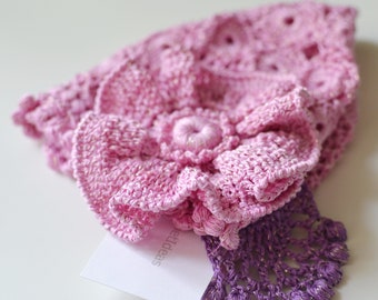 Crochet Juliet Cap: Pink Cotton Summer Lace Beanie - Etsy display picture 1