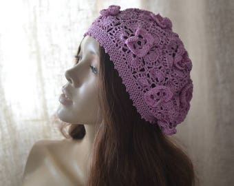 Béret Artisanal Fait Main En Crochet Coton - Multicolore, Unique, Fabriqué En France