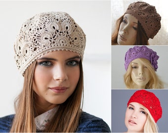 CROCHET HAT PATTERN Pattern pdf Patterns berets  Crochet cap pattern Pattern beret Summer hats pattern  Beanie pattern Digital file crochet