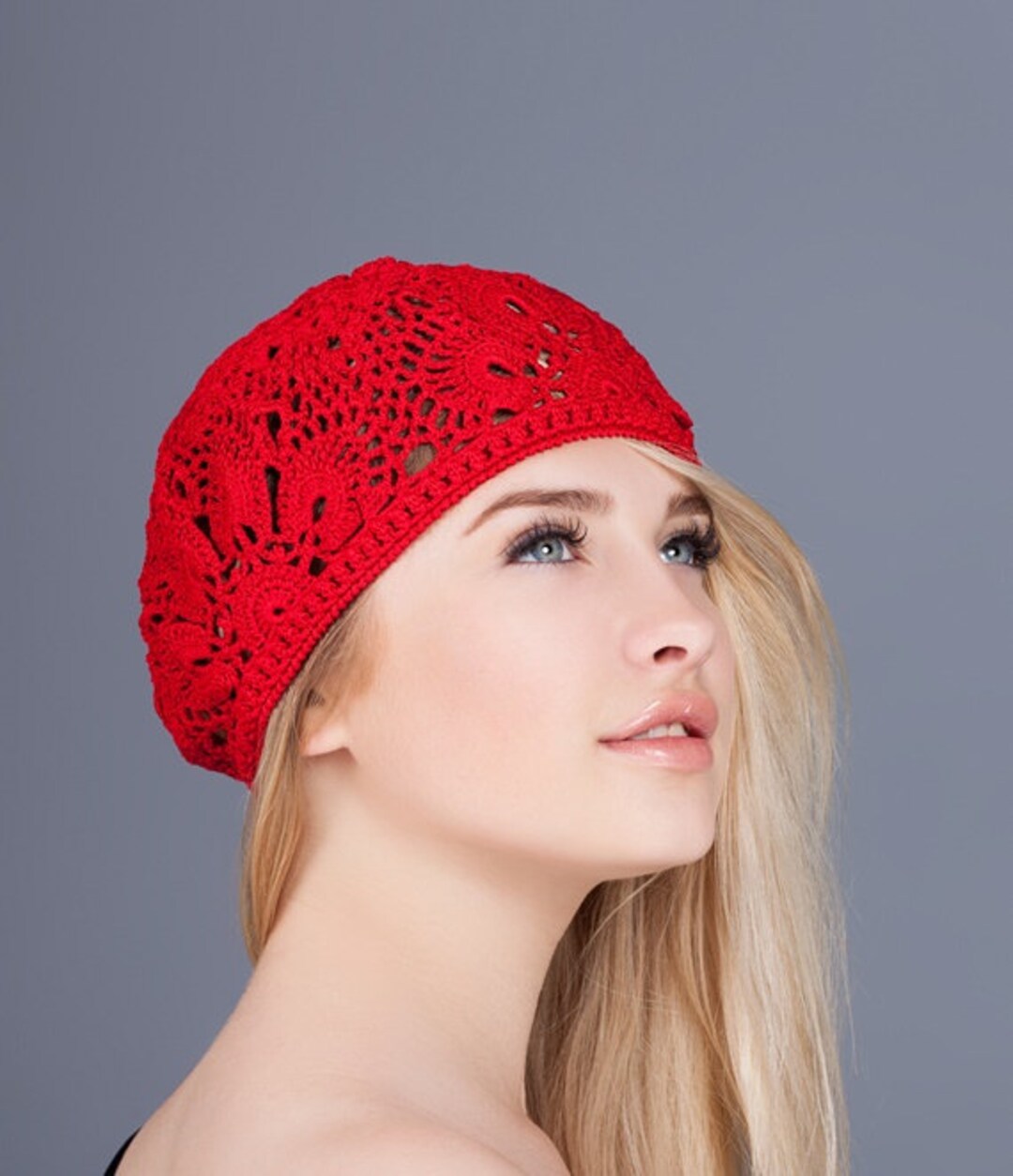 Womens Crochet Hat Crochet Lace Cap Crochet Flower Hats Summer Lace