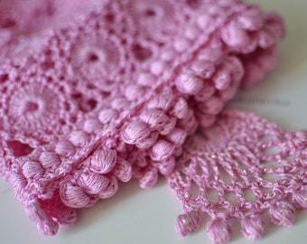 Created by Cyd‎ Juliet Pink Crochet Beanie Cotton Open Weave Scalloped Hat NEW Pink Crochet Juliet Cap: Handmade Cotton Summer Beanie - Etsy main image 4