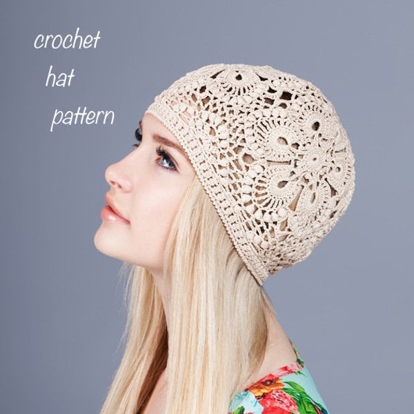 Crochet hat pattern pdf, Flower Summer hat,Summer Ladies crochet hat,  Ladies hat, Ladies crochet hat, Womens Fashion, Accessories