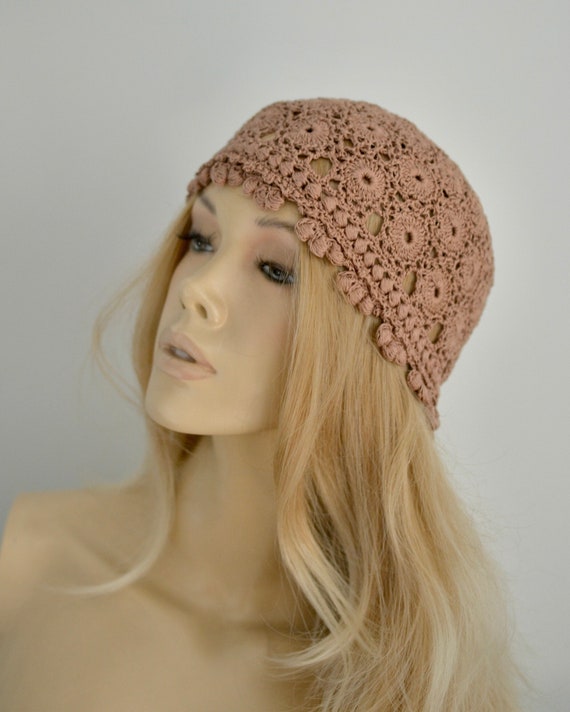 Created by Cyd Juliet Crochet Beanie Hat Tan Brown Marled Open Knit Boho Hat NEW Hayloft Hat Knitting Pattern – Juliette Pécaut Designs main image 3