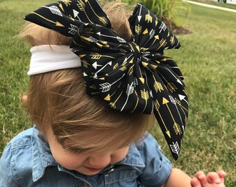 Arrow Print Bow + Teepee Bows + Black and White Bows + Infant Bow Headband + Girly Bows + Baby Girl Gift + Baby Shower Gift + Baby Headband