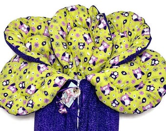 Purple outside with owl print inside stroller liner