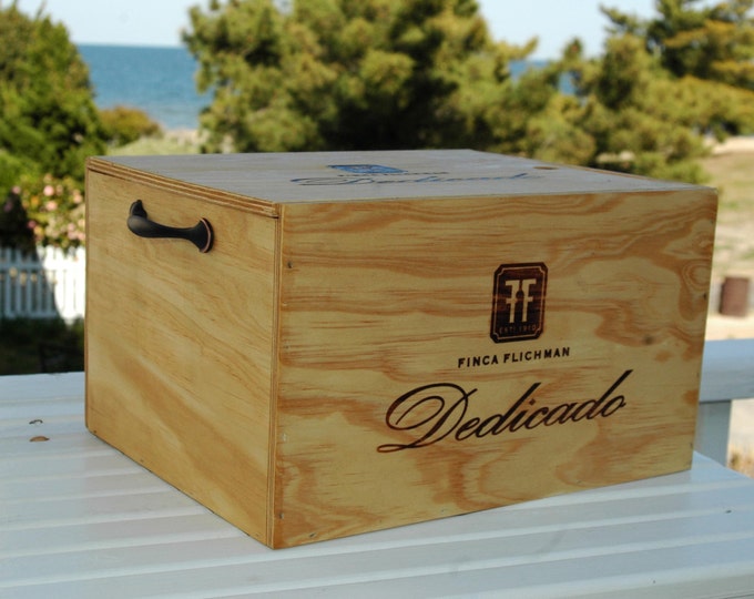 Wooden Wine Crate Storage Bin With Handles Etsy