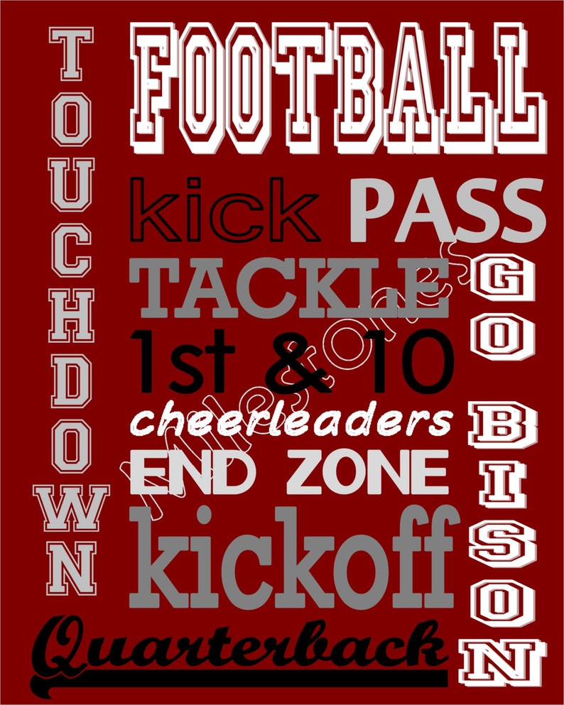 Printable Football Subway Art Customize wtih your favorite Etsy