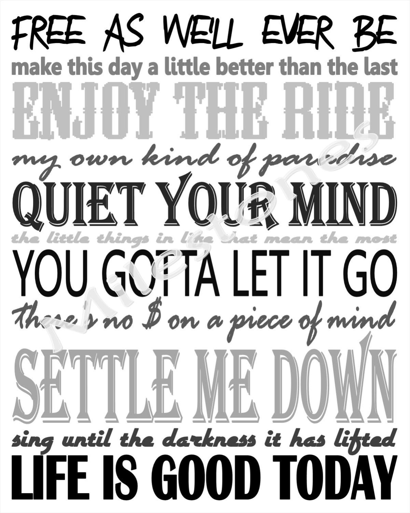 Zac Brown Band Lyrics Inspired Subway Art, Printable Etsy