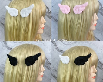 White, Black, Pink, White/Black Minky Puff Wings Hair Clip Accessories