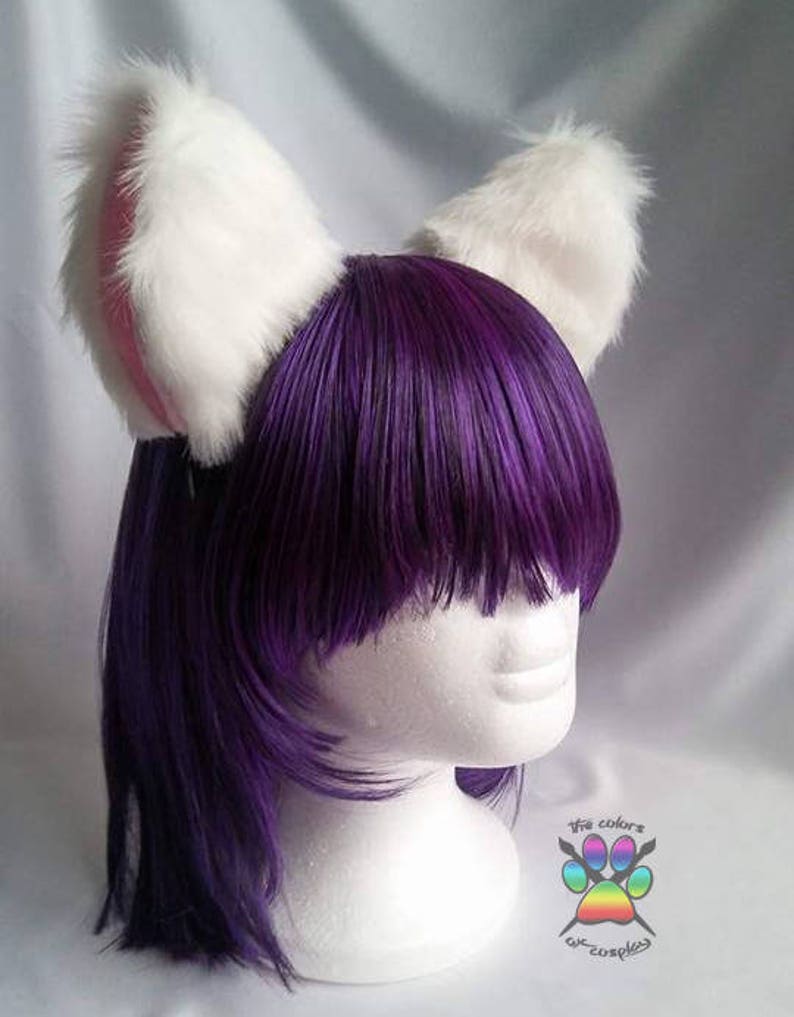 White Pink Fluffy Kitty Cat Headband Girl Cosplay Anime Neko Etsy