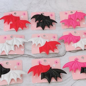 Bat Wing Red Black Pink Silver White Hair Clips
