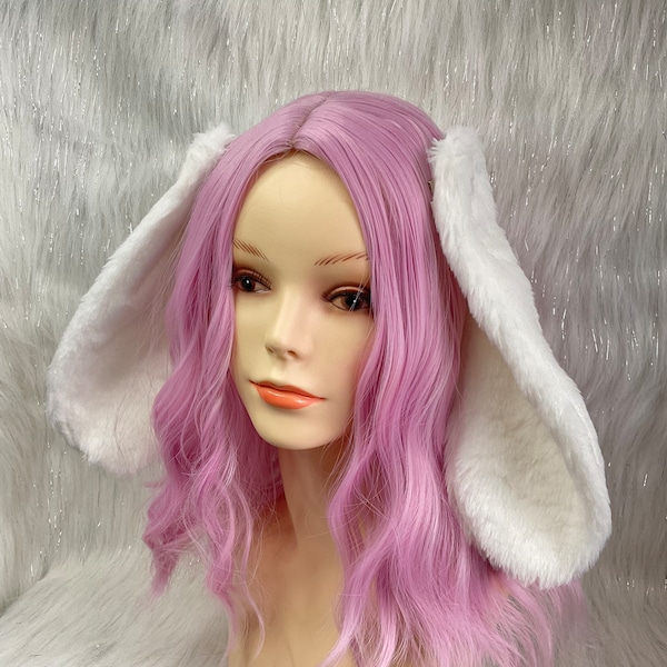 White Floppy Bunny Ears Cosplay with Matching Tail Costume Set