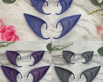 Dyed Purple Blue Gray Elf Fae Fairy Fantasy Larp Costume Dark Elf Drow Cosplay Ears