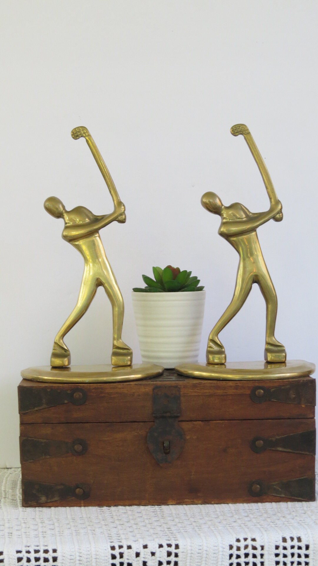 Vintage Pair Brass Golf Bookends Swinging Club. Etsy