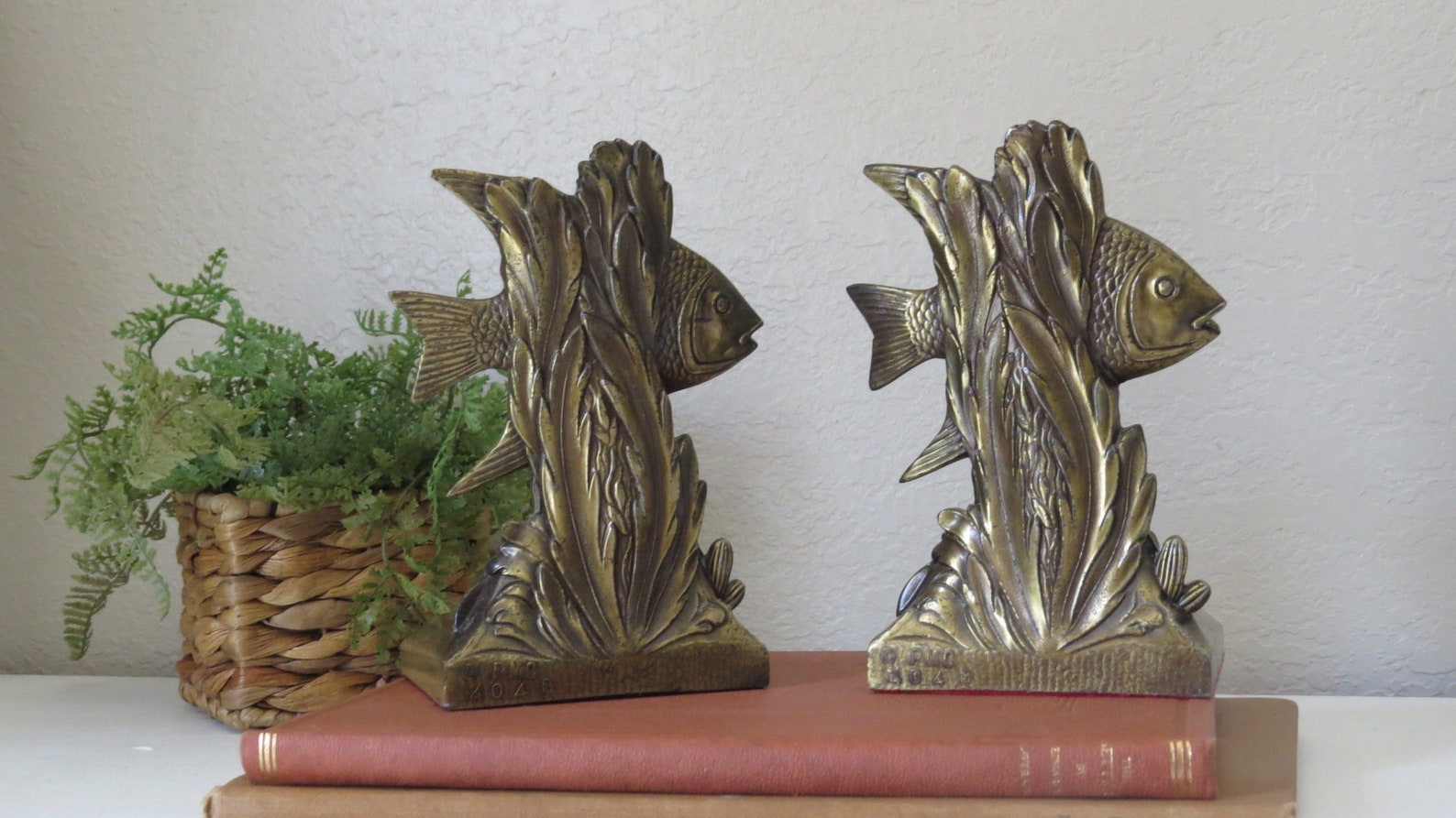 Vintage Brass Tropical Fish Bookends PM Craftsman Signed Etsy