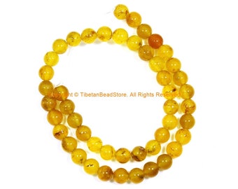 8mm Yellow Chalcedony Beads - 1 STRAND - Round Chalcedony Beads - 15 Inches Strand - Jewelry Making Bead Supplies - GM105