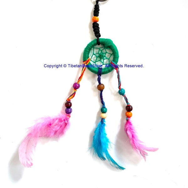 Handmade Dreamcatcher Beaded Charm Keyring Keychain with Colorful Feathers - HC167A17