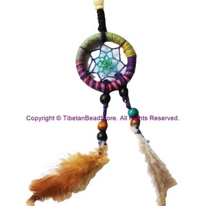 Handmade Dreamcatcher Beaded Charm Keyring Keychain with Colorful Feathers - KC116