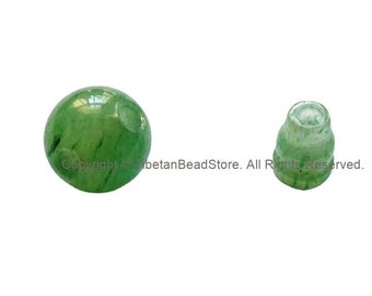 1 Set - 10mm Size Natural Green Jade 3 Hole Guru Bead Set - Guru Beads - Mala Making Supplies - GB98-1