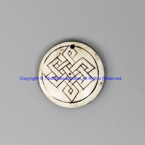 Ethnic Tibetan Endless Knot Design Charm Pendant - Handmade TibetanBeadStore Tribal Pendant- WM7931-1