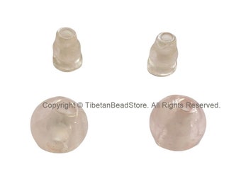 2 Sets - 10mm Size Natural Rose Quartz 3 Hole Guru Bead Sets - Guru Beads - Mala Making Supplies - GB99-2