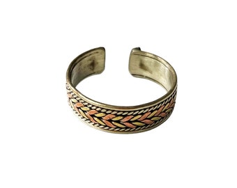 Adjustable Tibetan 3 Metals Ring Ring- Tibetan Silver Metal, Brass & Copper Ring - R355S