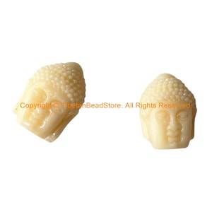 2 PERLEN - Creme Farbe Buddha Kopf Perlen - 13mm X 17mm Spacer Perlen - B3525-2