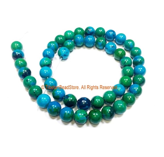 8mm Chrysocolla Round Beads - 1 STRAND Round Chrysocolla Beads - Gemstone Beads - Jewelry Making Bead Supplies - GM89