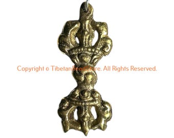 Colgante tibetano de latón con dije de Vajra Dorje - Joyería tibetana - WM8022-1