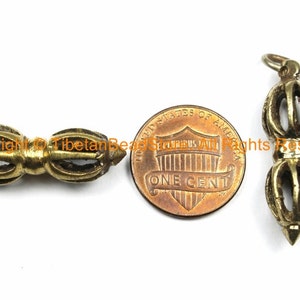 2 PENDANTS - Tibetan Brass Vajra Dorje Charm Amulet Pendants- Handmade TibetanBeadStore Mala Buddhist Yoga Tibetan Jewelry- WM7046-2