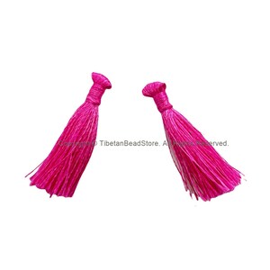 2 TASSELS Crimson Pink Tassels - Handmade Boho Tassels Bag Tassels Mala Tassels - Craft Tassels - T230-2